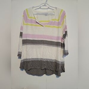 Liz Claiborne Striped‎ V-Neck Top